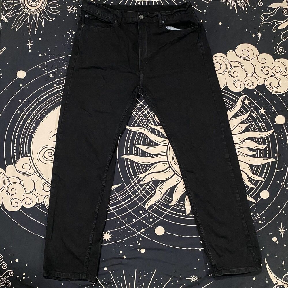 Levi's 505 Jeans Men 38x32 Black Cotton Denim Straight Dark Wash Workwear Travel